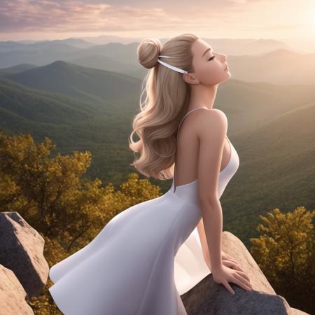 00146-902533255-1girl, (hyperrealistic) photo of a woman standing on the edge of a mountain, inspiring, hair ribbons, eyes close, bending over,.png